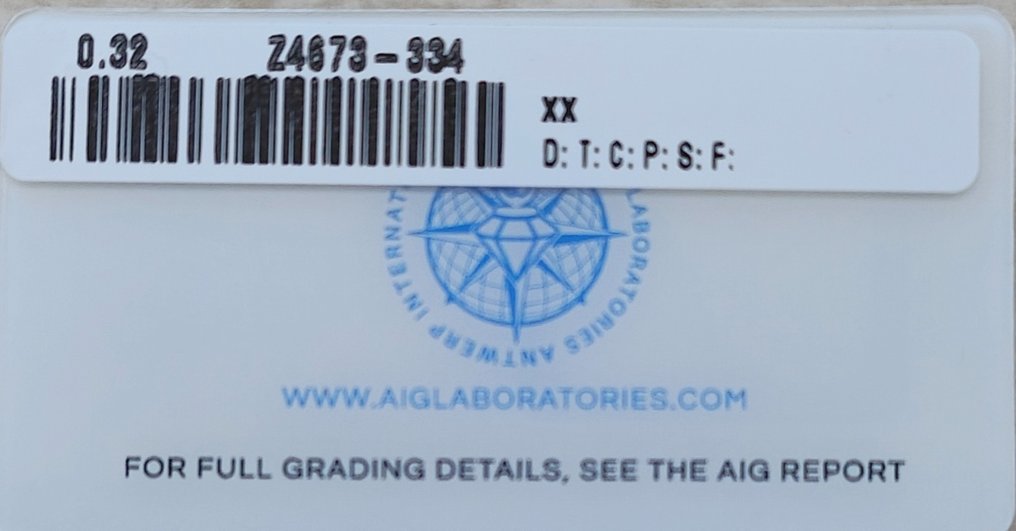 1 pcs Diamant  (Natur)  - 0.32 ct - Rund - I - I1 - Antwerp International Gemological Laboratories (AIG Israel) #3.1