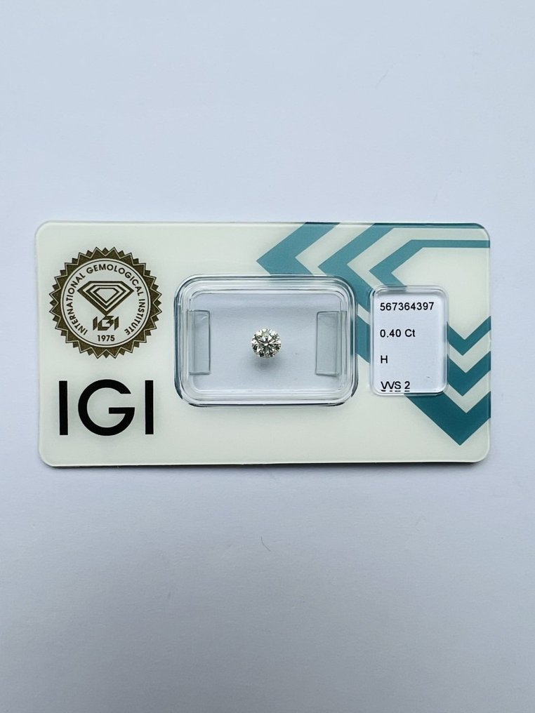 1 pcs 鑽石 - 0.40 ct - 明亮型 - H(次於白色的有色鑽石) - VVS2 #1.1