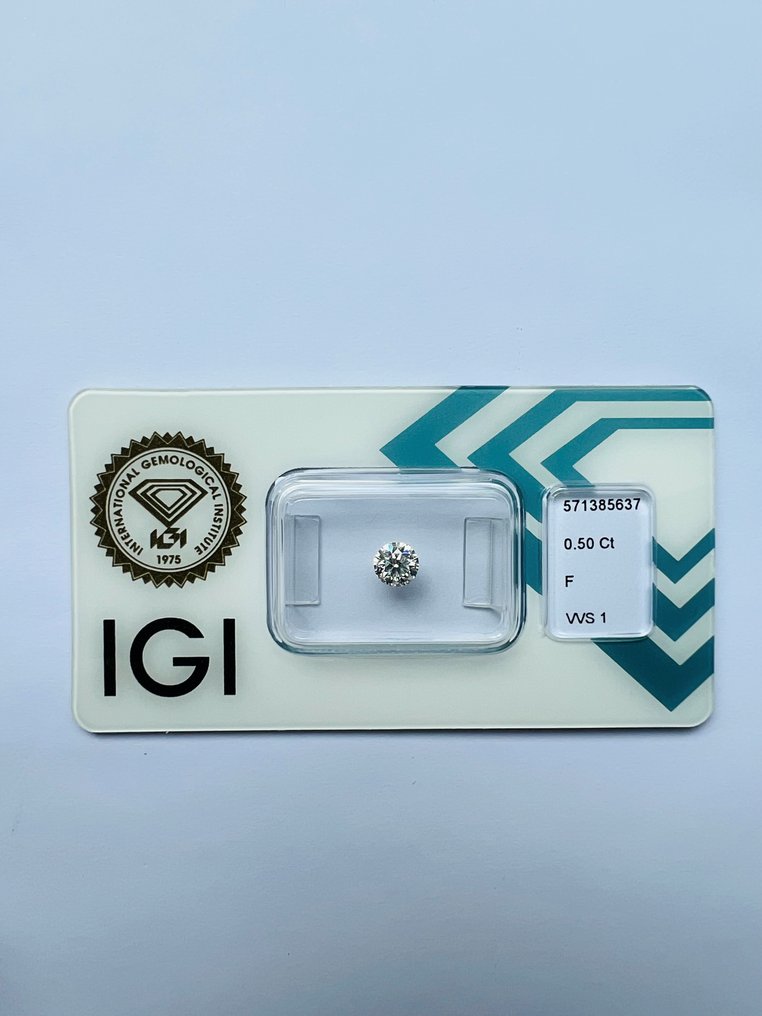 1 pcs Diamant  (Naturlig)  - 0.50 ct - F - VVS1 - Det internasjonale gemologiske institutt (IGI) #1.1