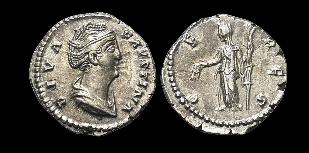 Romerska riket. Faustina I († AD 140/1). Denarius Roma - Ceres #2.1