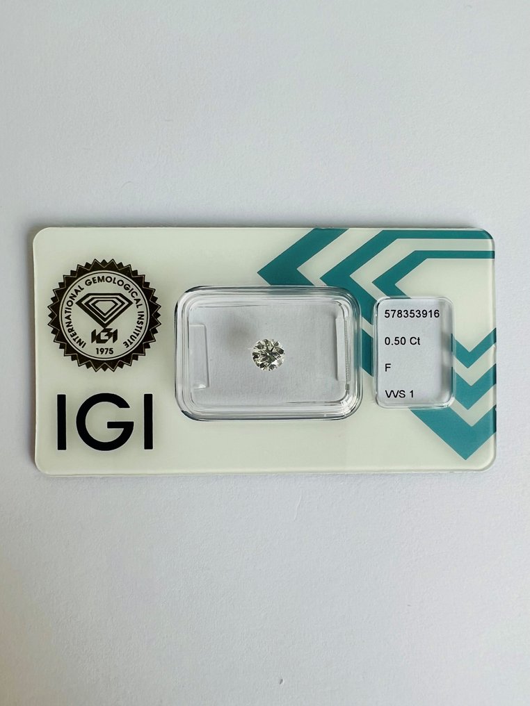 1 pcs Gyémánt  (Természetes)  - 0.50 ct - F - VVS1 - Nemzetközi Gemmológiai Intézet (IGI) #1.1