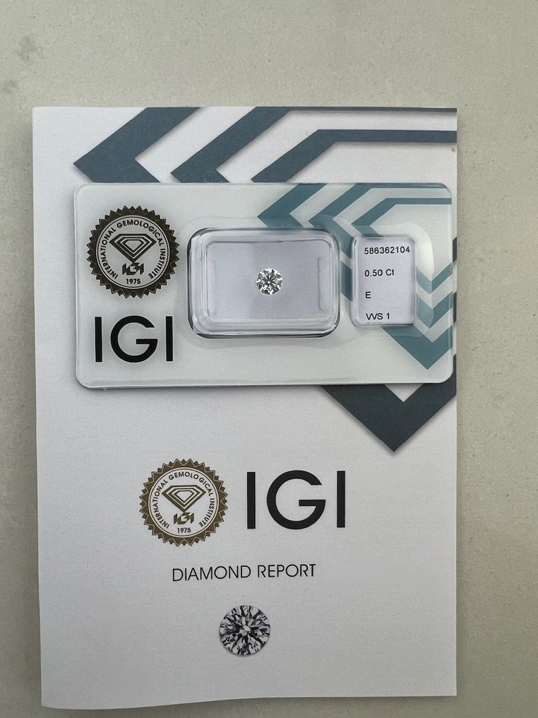 1 pcs Diamant  (Naturlig)  - 0.50 ct - E - VVS1 - Det internasjonale gemologiske institutt (IGI) #2.1