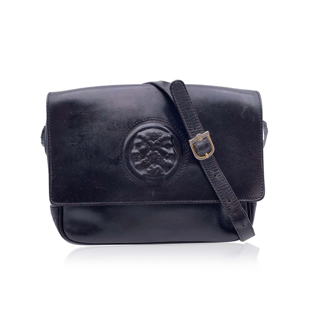 Fendi - Vintage Black Leather Janus Messenger - torba na ramię #1.1