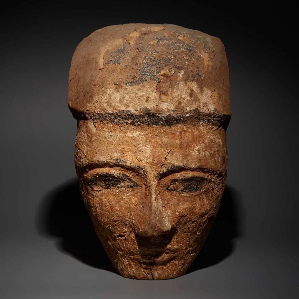 Egiptul Antic Lemn Mască de sarcofag. Perioada târzie, 664 - 332 î.Hr. 27,3 cm inaltime. #2.1