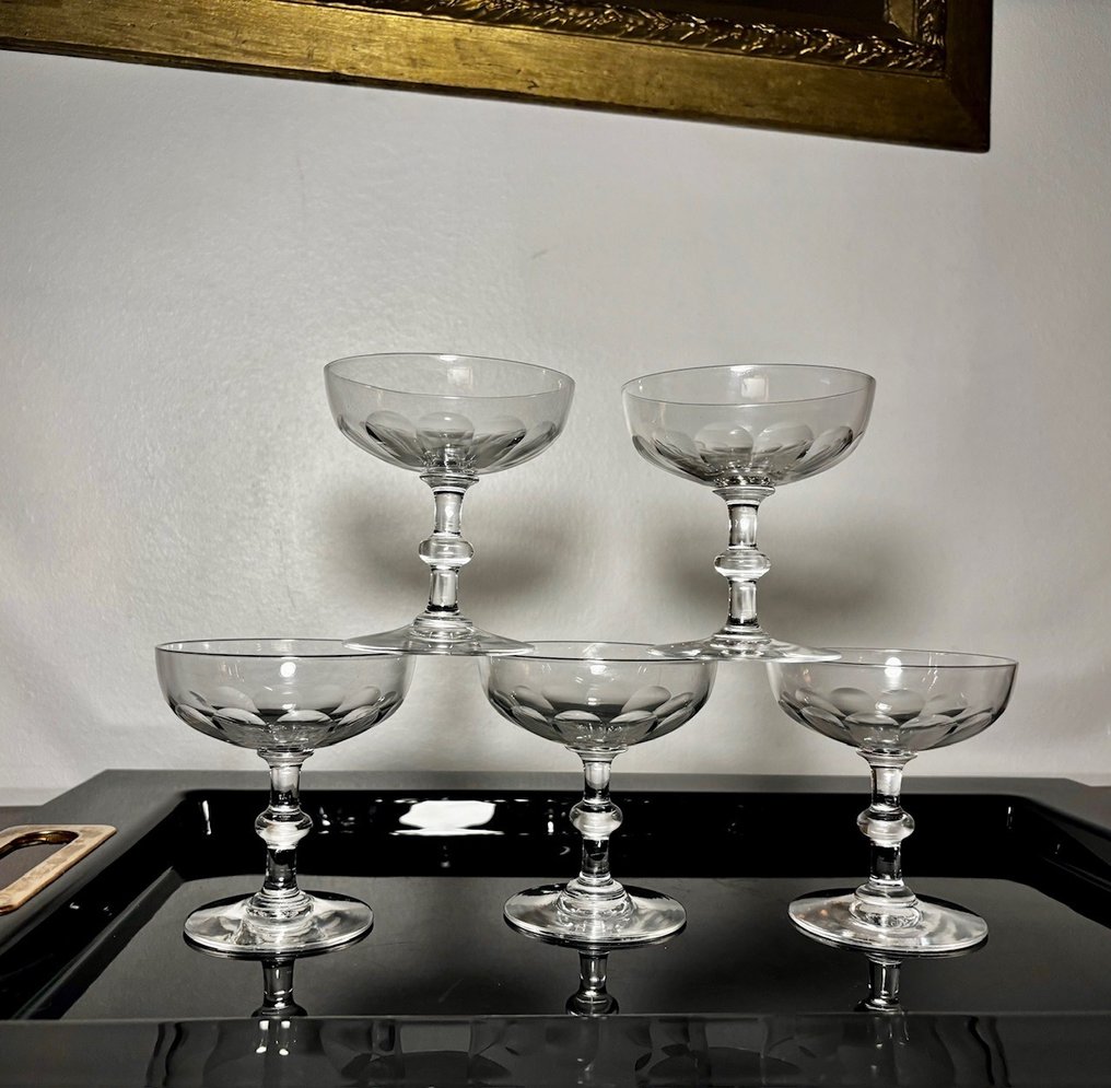 Baccarat - Drinkglas (5) - geknoopte steel platte zijkanten - Kristal #2.2