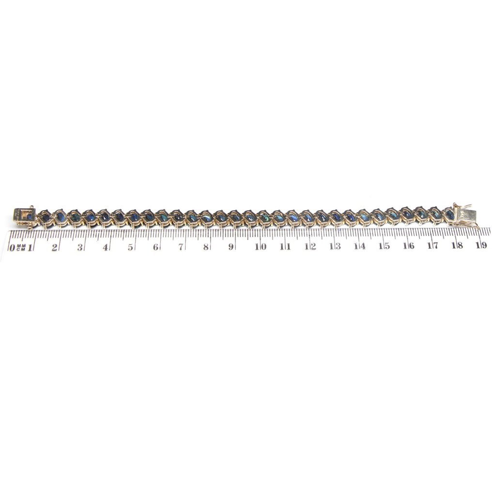 [ALGT Certified] - (Sapphire ) 31.44 Cts (30) Pcs - 14 kt. Yellow gold - Bracelet #1.2