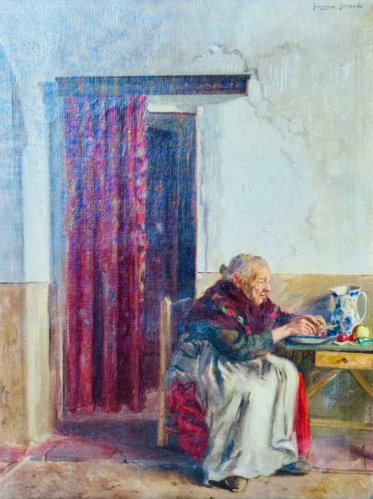 Francisco Caro Ferrando (1893-1973) - Anciana almorzando #1.1
