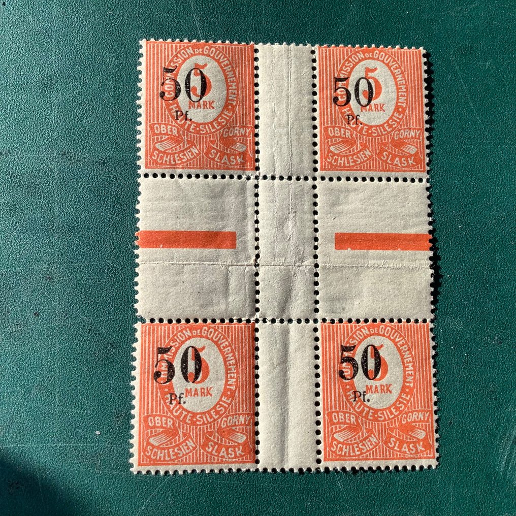 德意志帝国 1920 - 50Pf on 5 Mark：四种类型的心形件 - Michel 12 HZ 1 #1.2