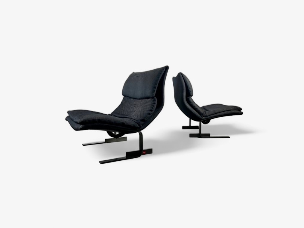 Saporiti - Giovanni Offredi - Lounge chair (2) - Onda - Steel and fabric #1.1