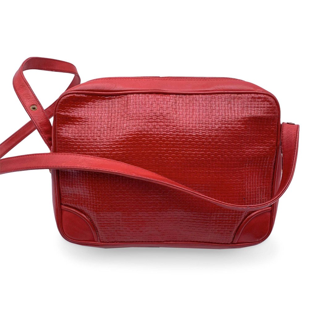 Gucci - Vintage Red Textured Leather Shoulder Messenger Bag - Sac en bandoulière #2.1