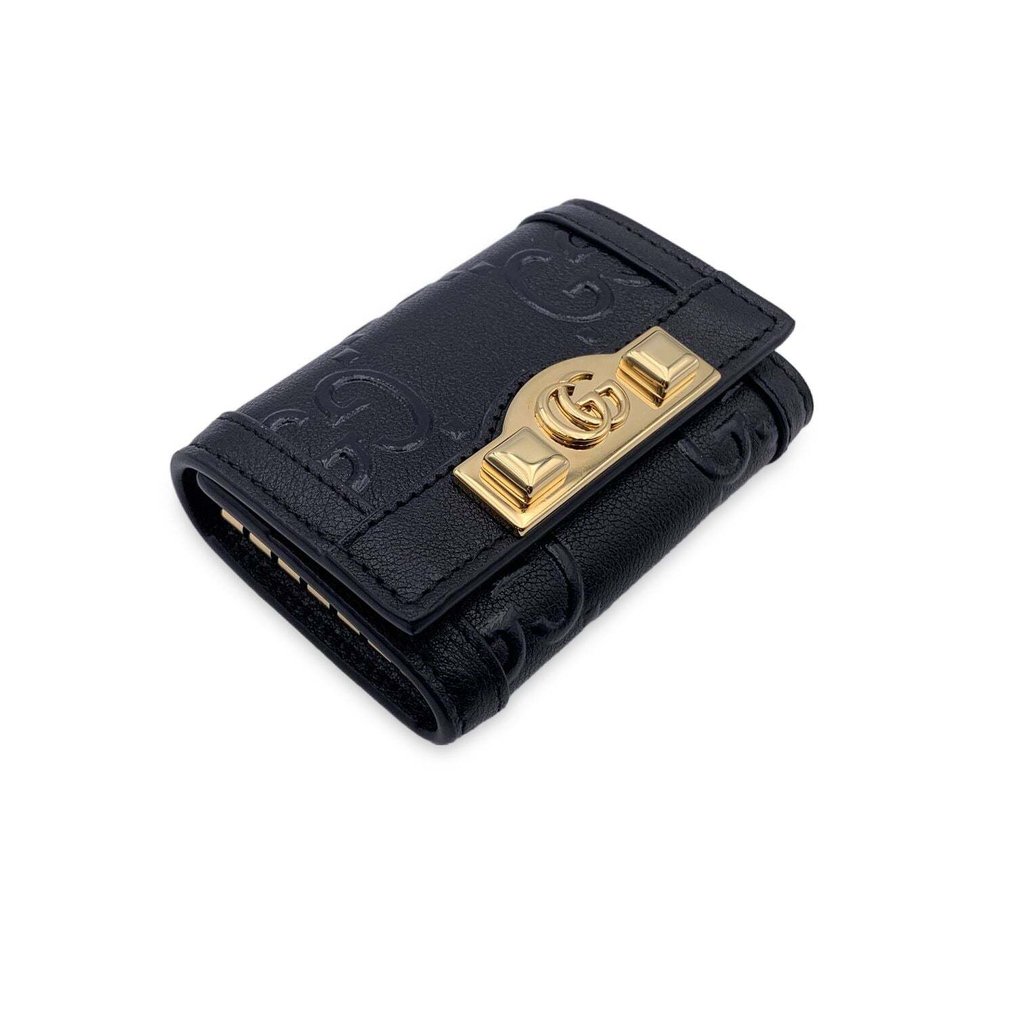 Gucci - Black Monogram Leather Wonka 6 Key Holder Case Pouch - Key Holder #2.1