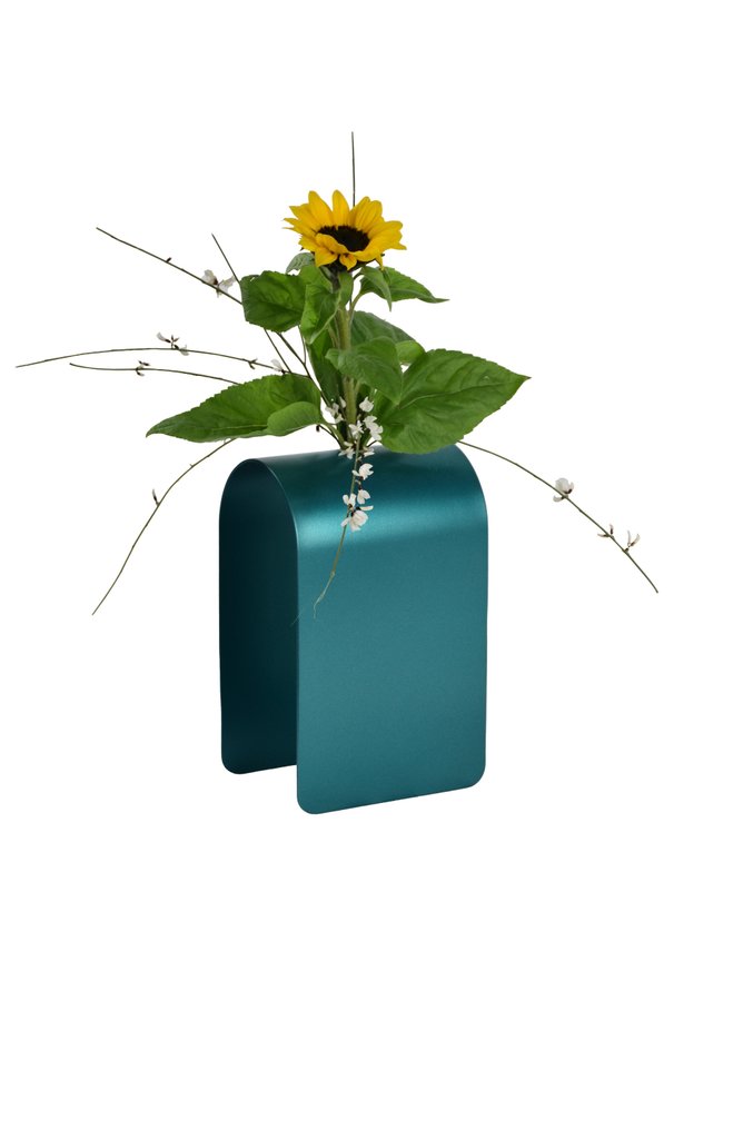 WM METAL DESIGN - William Mulas - 单花花瓶 -  威廉穆拉斯的“大丽花”蓝色花瓶  - 钢 #1.1