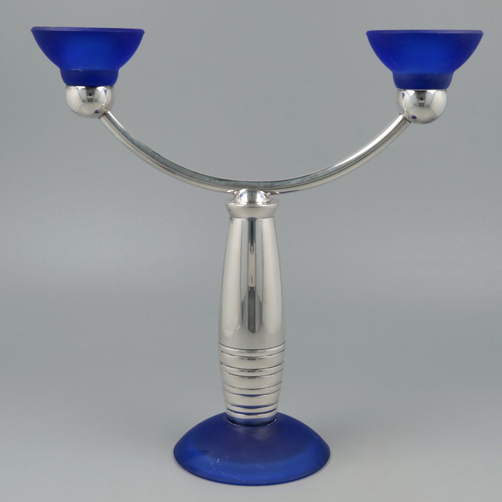 Christofle Kandelaar model: Alexandrie NO RESERVE - 烛台 - 玻璃, 银盘 #2.1