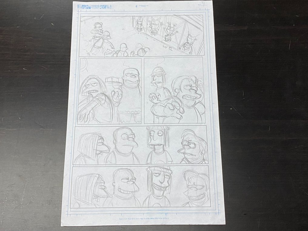 Matt Hebb - 1 Original håndtegnet interiør tegneserieside, dobbeltsidet - Simpsons Comics #232 - 2016 #1.1