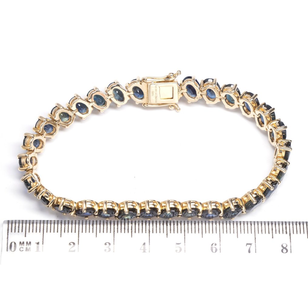[ALGT Certified] - (Sapphire ) 31.44 Cts (30) Pcs - 14 kt Gelbgold - Armband #2.1