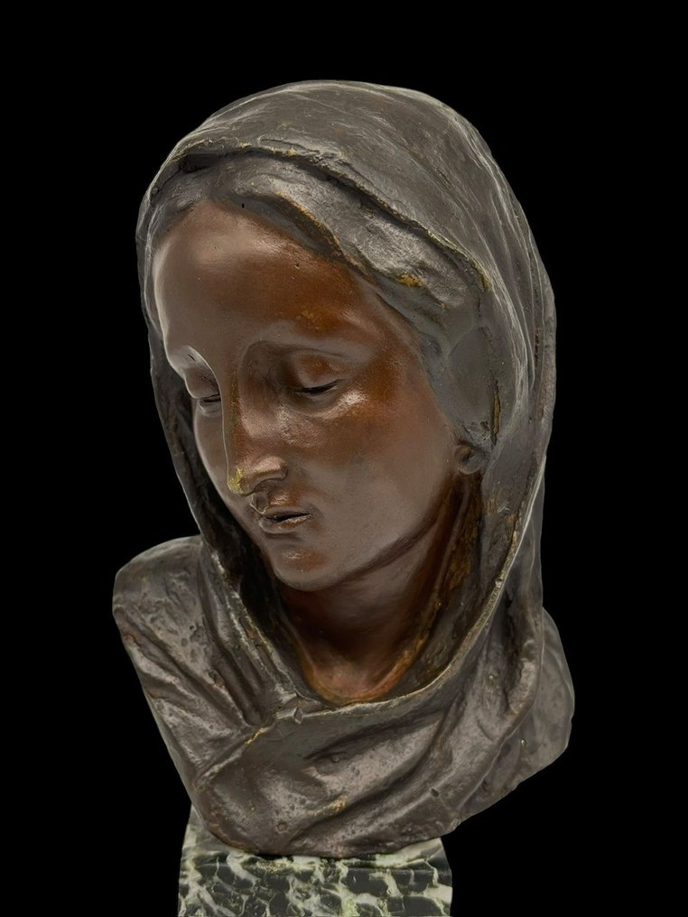 Ferdinando De Luca (XIX-XX) - Sculpture, "Madonna" - 25 cm - Patinated bronze #1.1