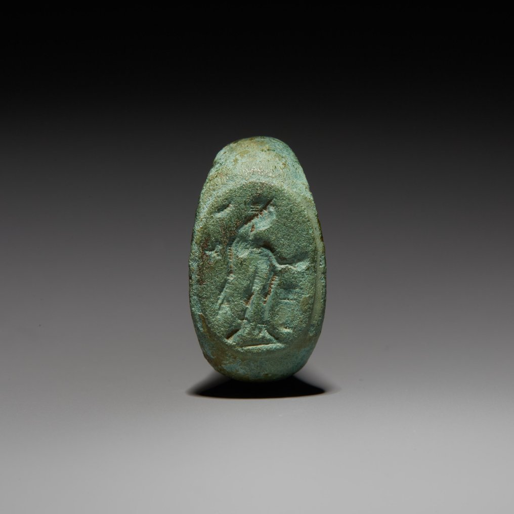 Roma Antiga Bronze Anel Deus Hermes. Século I - III d.C. 2,1 cm de comprimento.  (Sem preço de reserva) #1.2