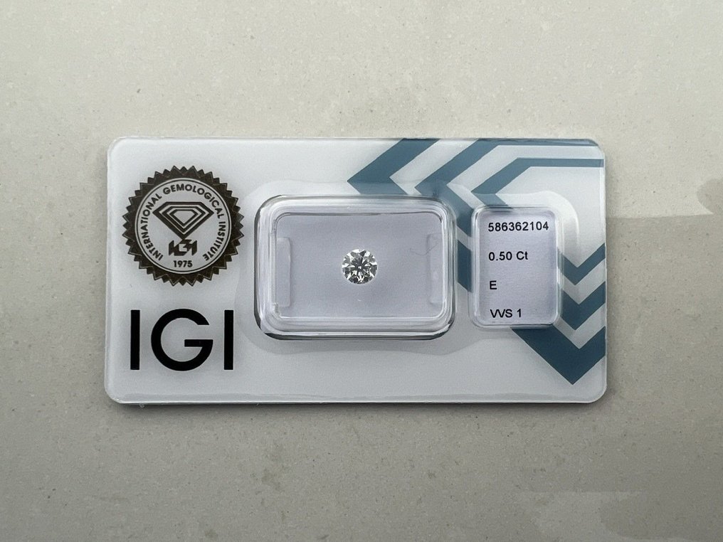 1 pcs Diamant  (Naturlig)  - 0.50 ct - E - VVS1 - Det internasjonale gemologiske institutt (IGI) #1.1