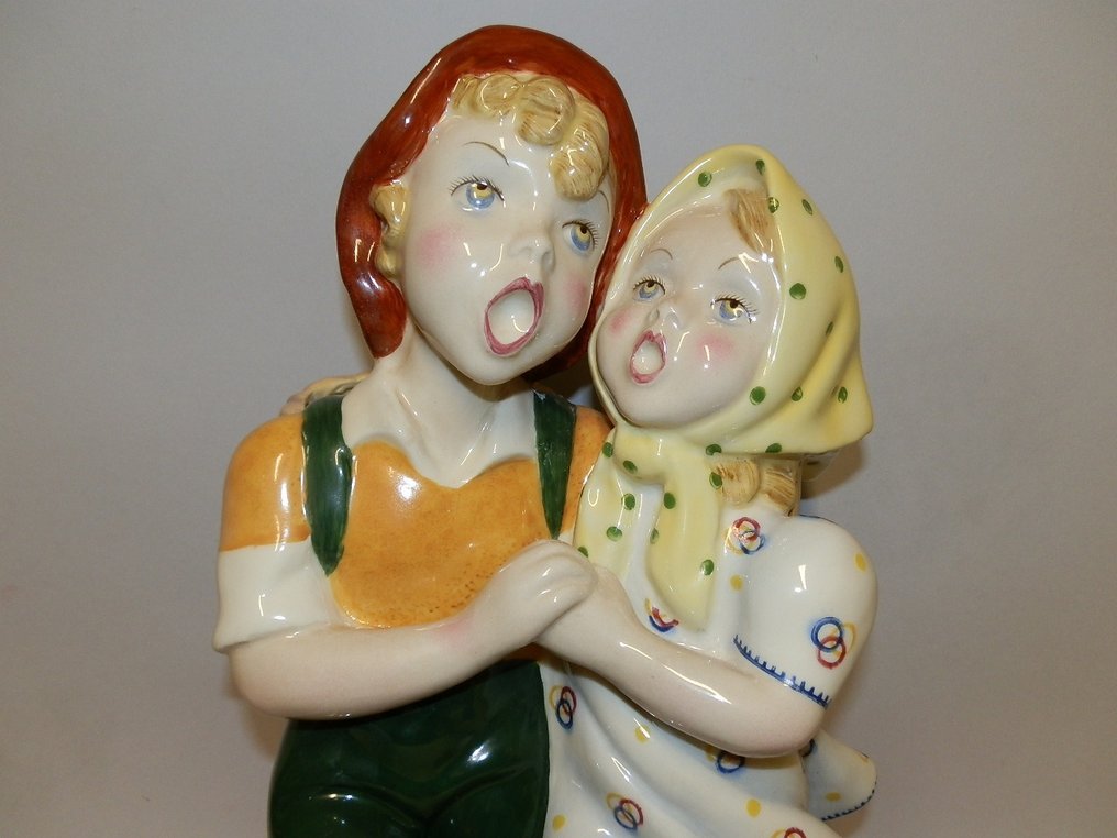 C.I.A Manna - Statuetta - coppia di bimbi allegri - Ceramica #2.1