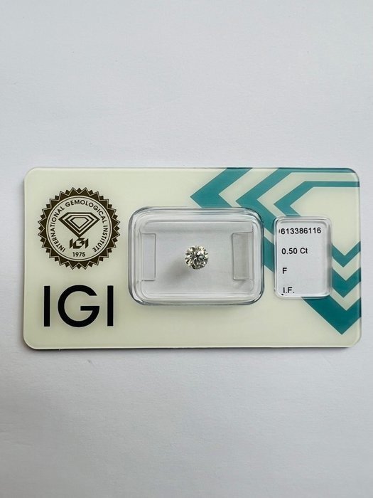 1 pcs Diamant  (Natural)  - 0.50 ct - F - IF - International Gemological Institute (IGI) #1.1