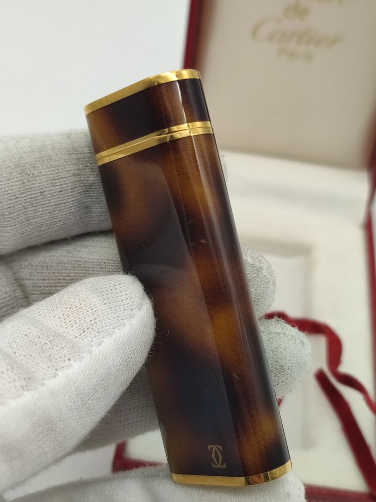 Cartier - Brown Chinese Lacquer & Gold Plated * with box * - 打火机 - 牌匾或 #2.1