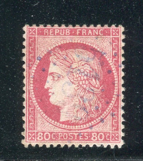 Francia 1872 - Magnífico y raro n° 57 - Sello GC 5139 Azul de la Oficina Francesa de Kustendjé (Rumania) #1.1