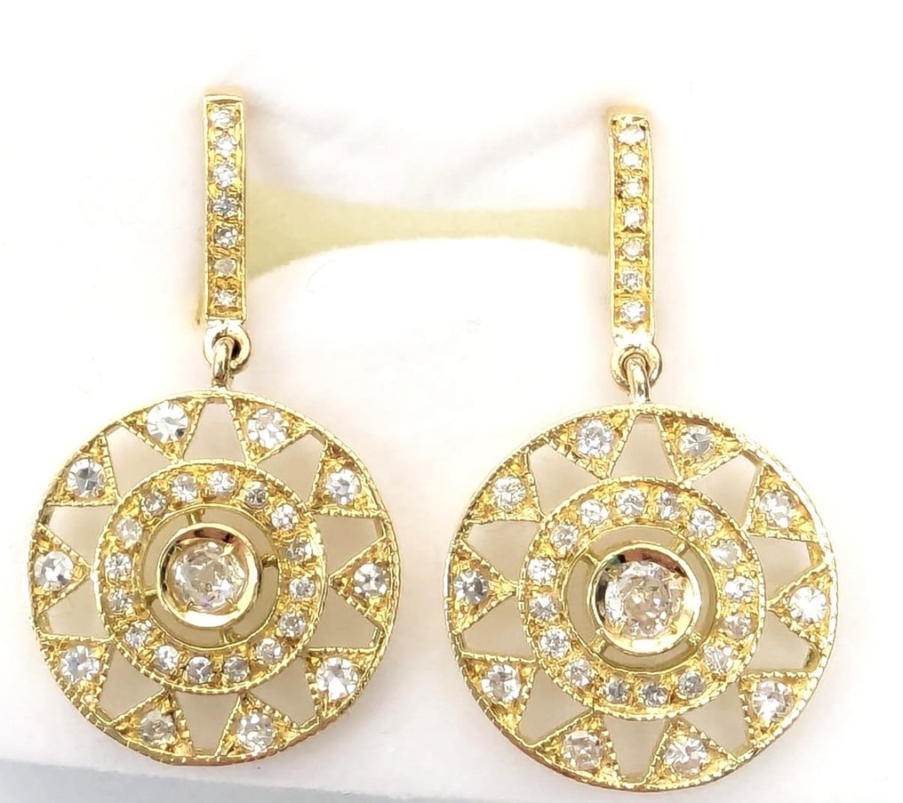 Boucles d'oreilles - 18 carats Or jaune Diamant  (Naturelle) - Diamant #1.1