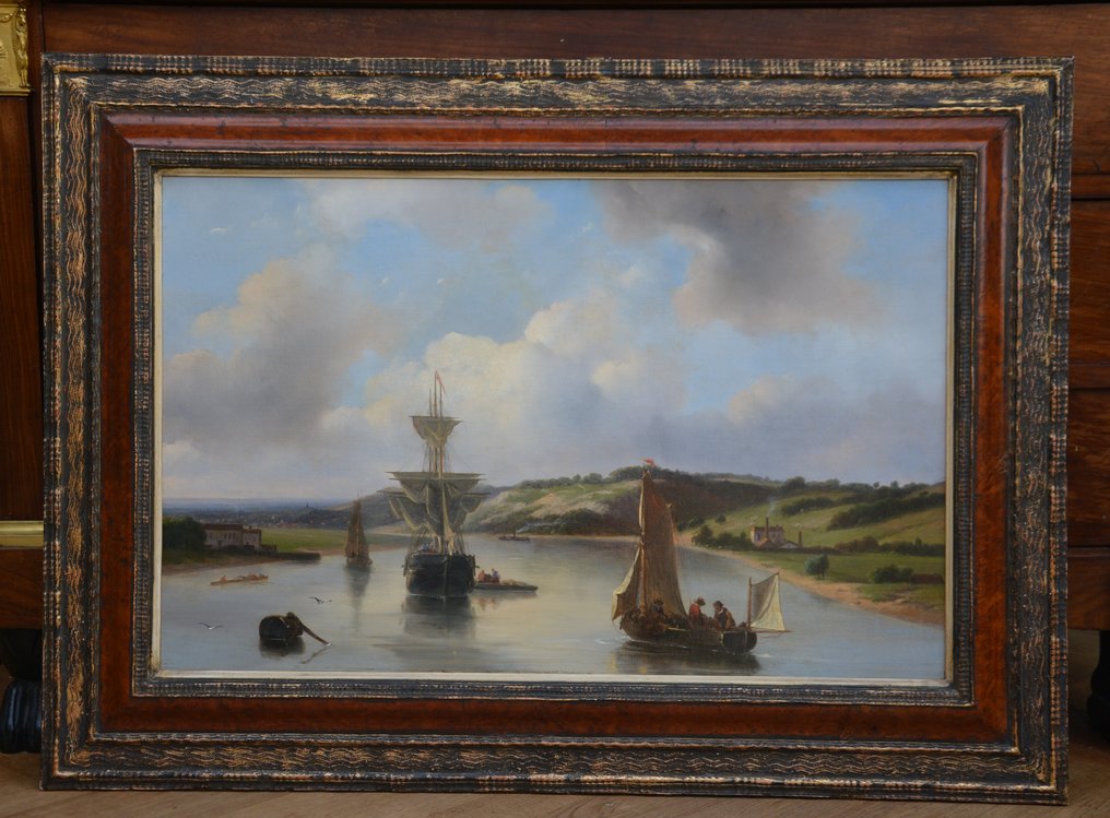 Nicolaas Roosenboom (1805-1880) - Rivierlandschap met boten #2.1
