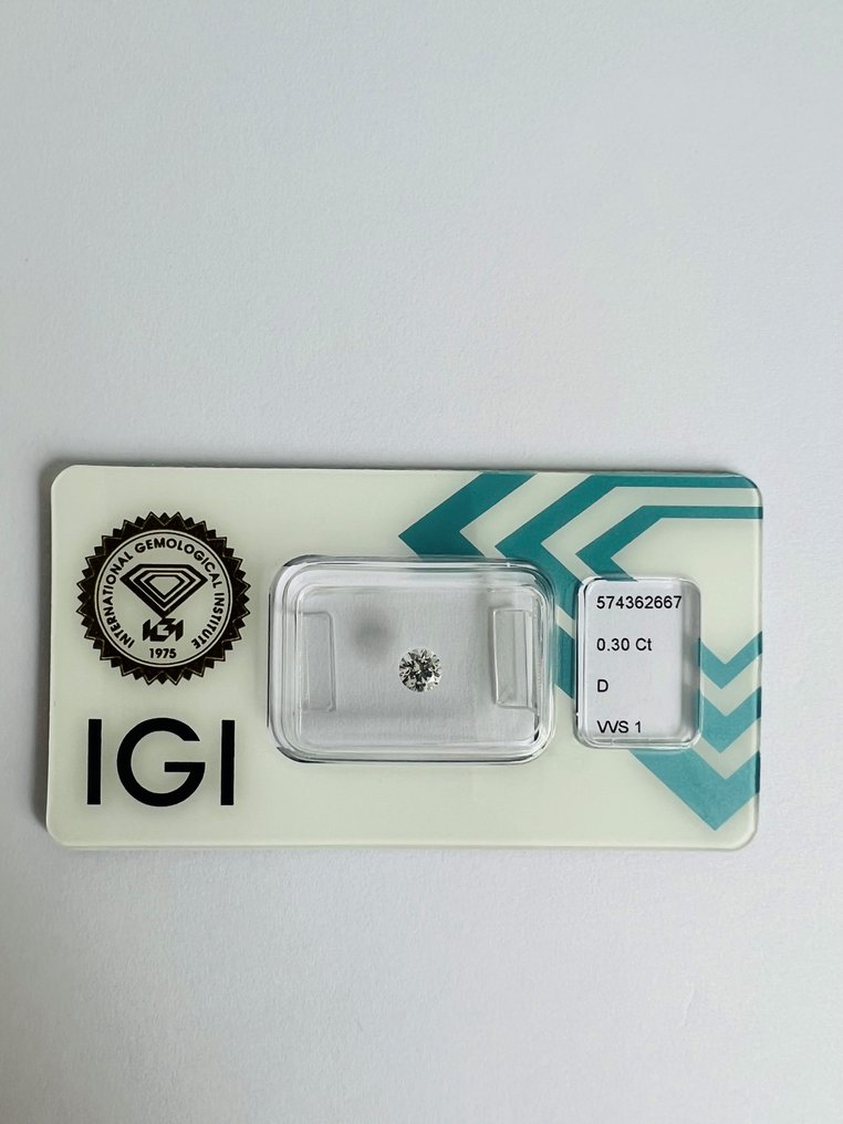 1 pcs Diamant  (Natur)  - 0.30 ct - D (farveløs) - VVS1 - International Gemological Institute (IGI) - 3x ideel snit #1.1