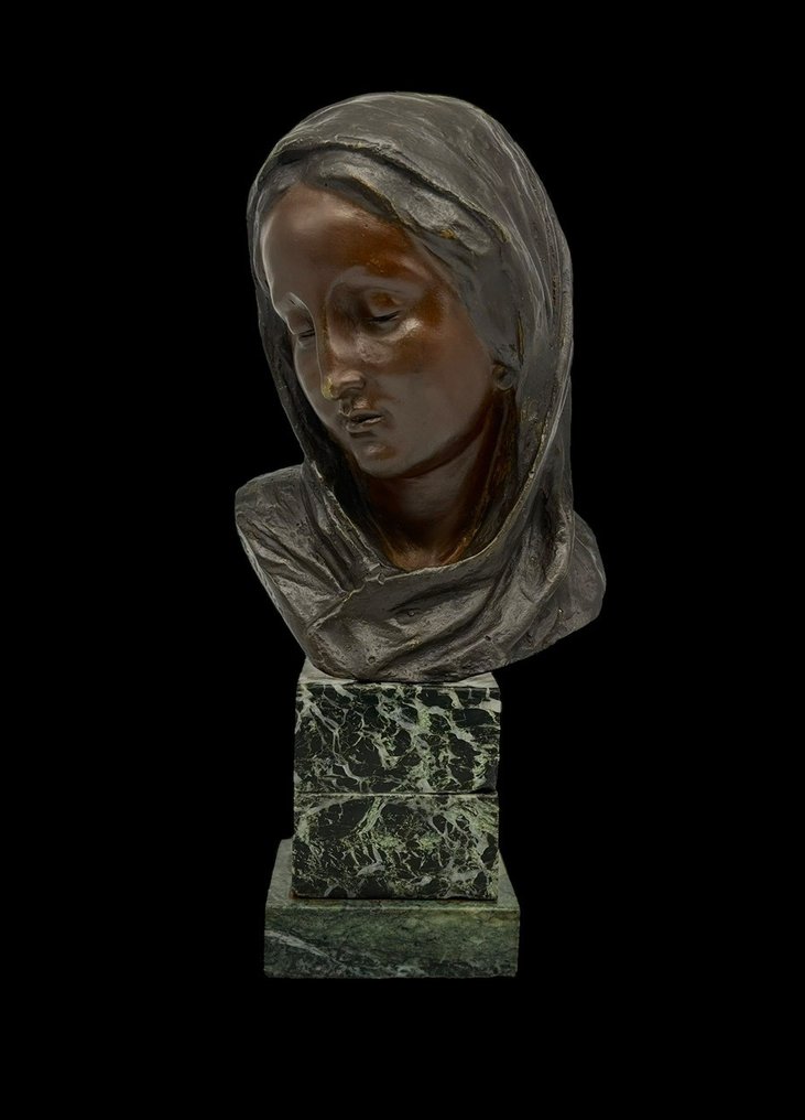 Ferdinando De Luca (XIX-XX) - Sculpture, "Madonna" - 25 cm - Patinated bronze #1.2