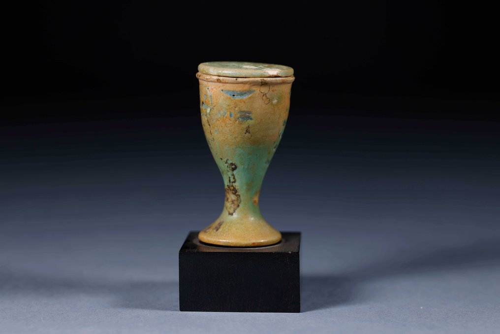 Antico Egitto vaso in maiolica per unguenti - 6 cm #3.1