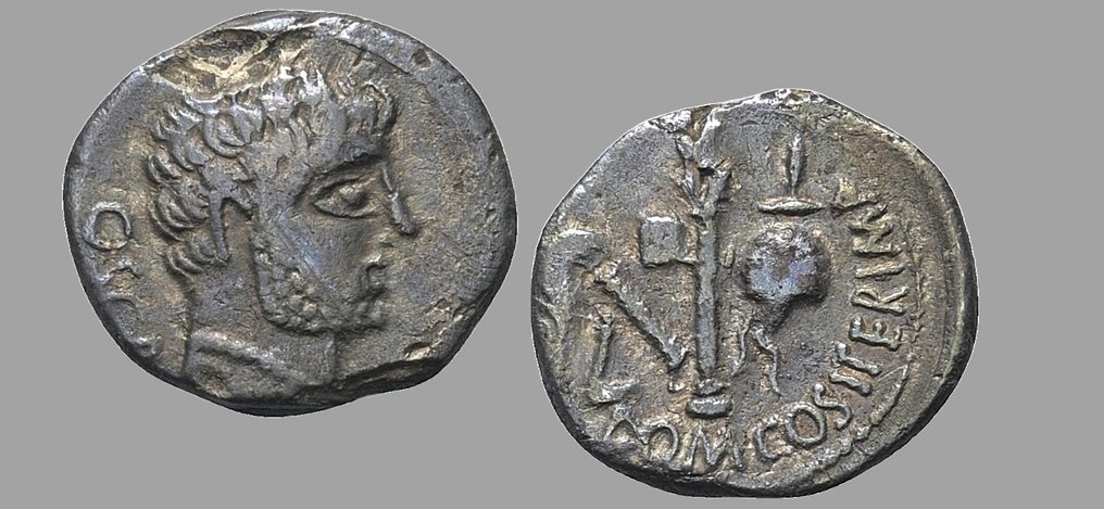 Hispania, Osca. Domitius Calvinus. Denarius #3.1
