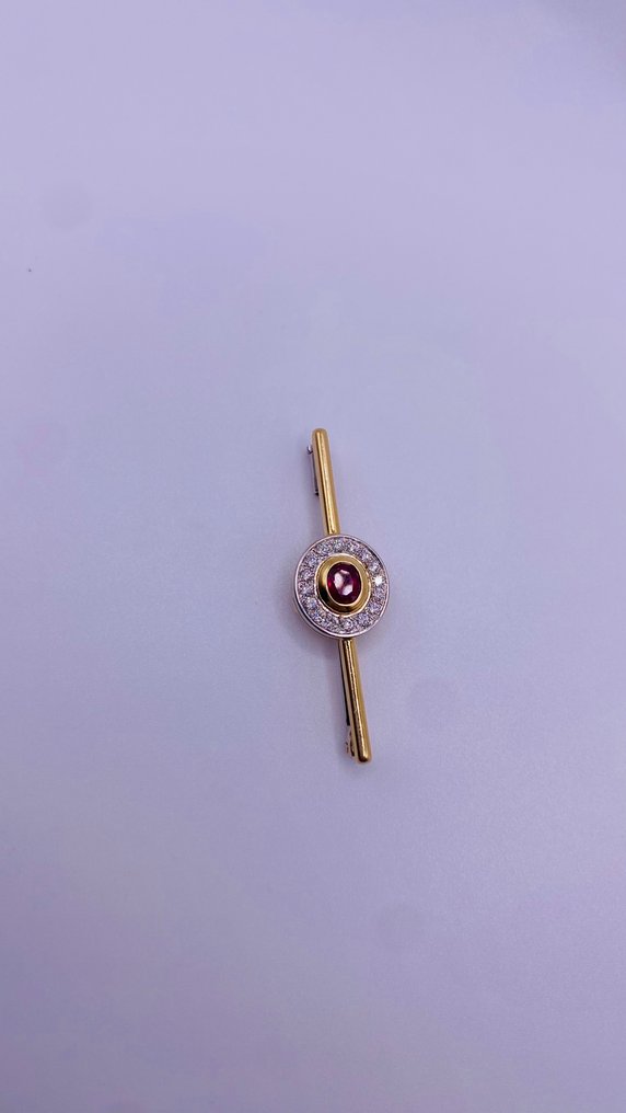胸针 - 18K包金 黄金 红宝石 - 钻石 #3.1