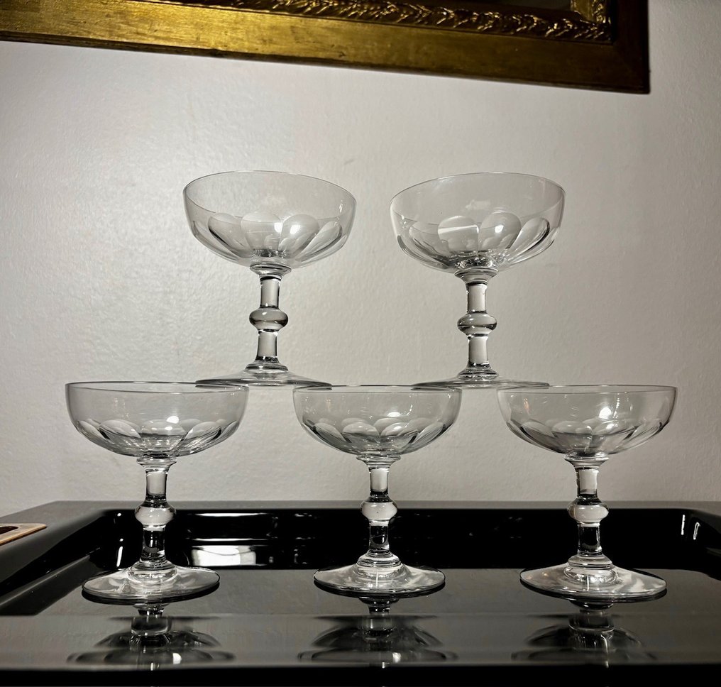 Baccarat - Drinkglas (5) - geknoopte steel platte zijkanten - Kristal #2.1