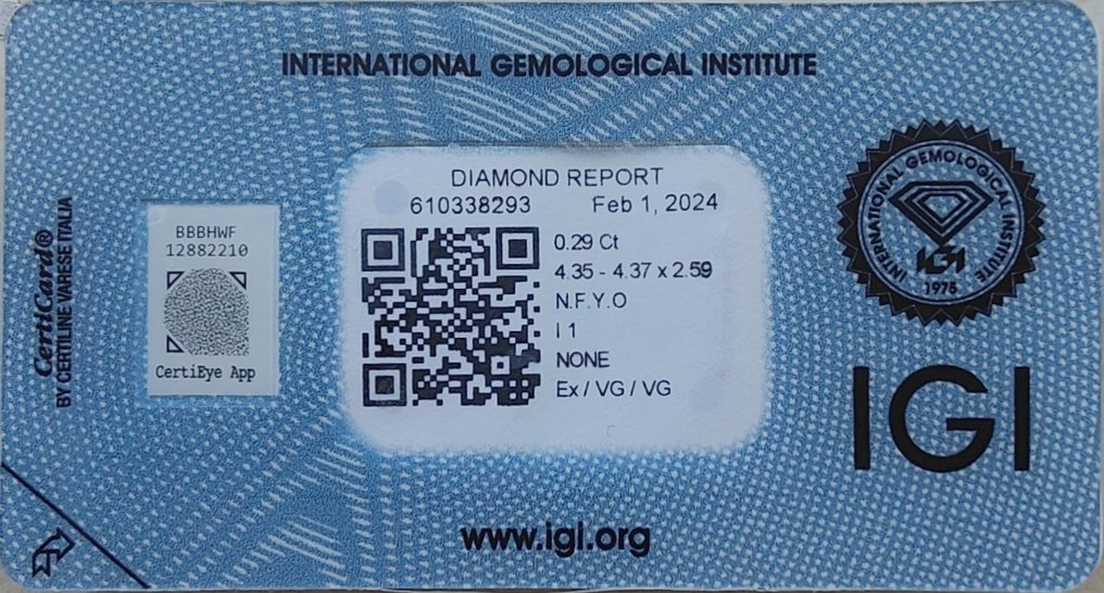 沒有保留價 - 1 pcs 鑽石  (天然彩色)  - 0.29 ct - 圓形 - Fancy 淡黃色 橙色 - I1 - 國際寶石學院（International Gemological Institute (IGI)） #3.1