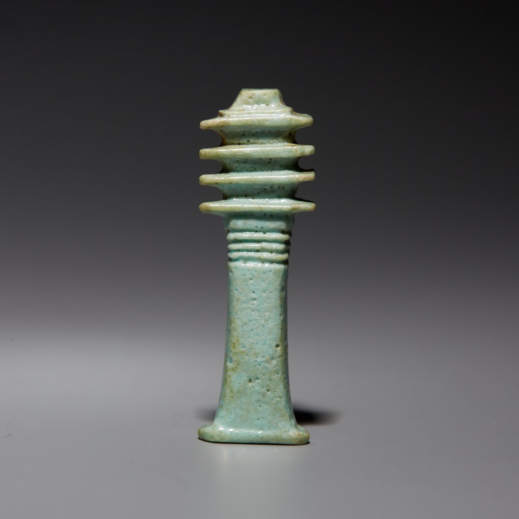 古埃及 Faience 杰德柱形护身符。晚期，公元前 664 - 332 年。高 3.7 厘米。 #1.1