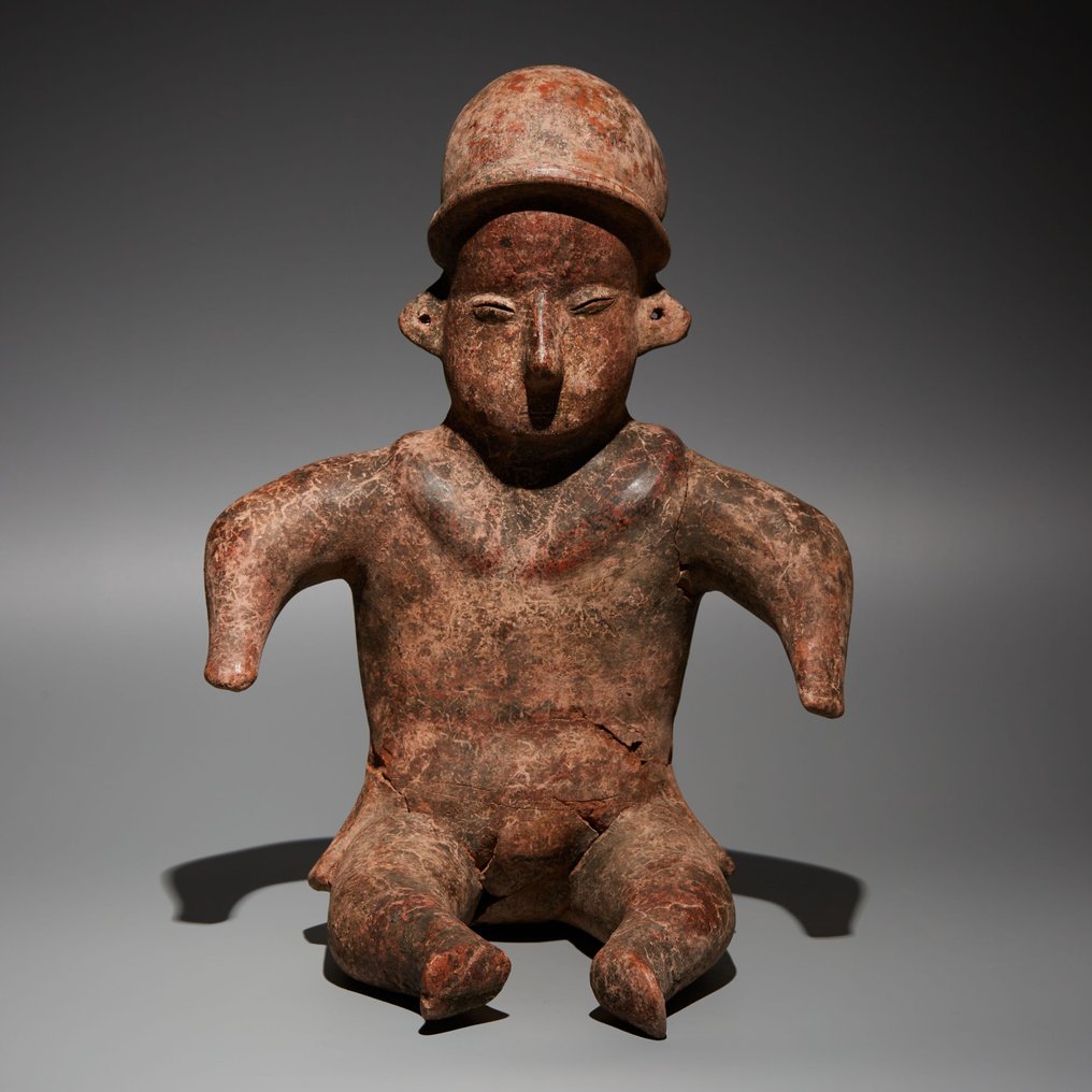 墨西哥西部科利马州 Terracotta 男性雕像。公元前 200 年 - 公元 200 年。高 34 厘米。西班牙进口许可证。 #1.1