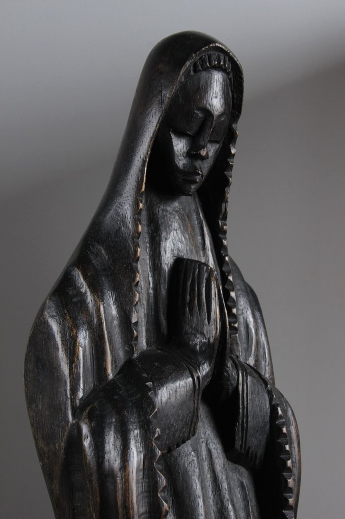 Sculptură, Biddende Maria - 52 cm - Lemn #1.2