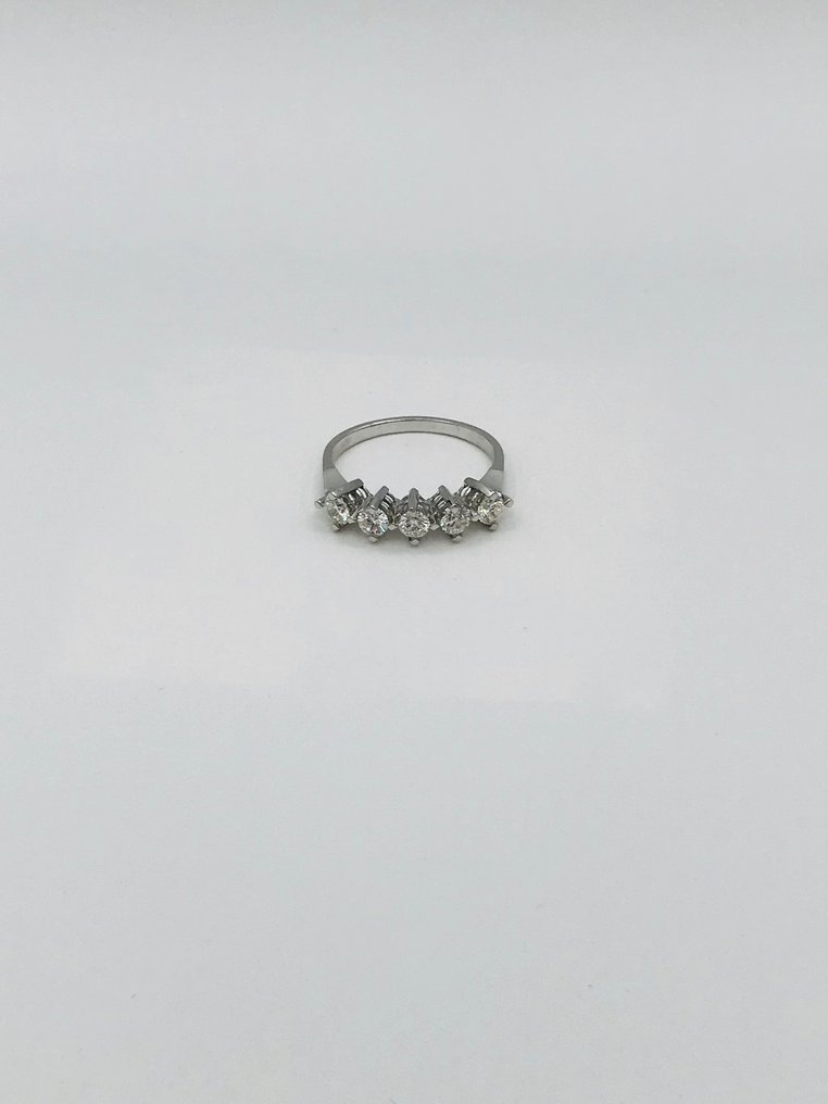 订婚戒指 - 18K包金 白金 -  0.70 tw. 钻石  (天然) #2.1