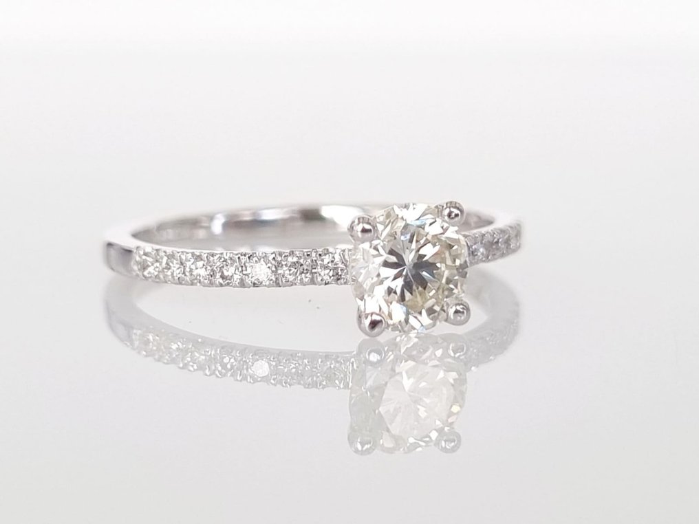 Anello di fidanzamento - 14 carati Oro bianco -  0.76ct. tw. Diamante  (Naturale) #2.1
