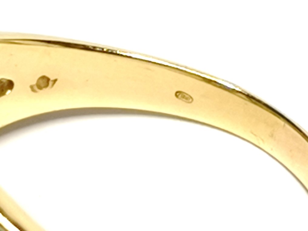 Wyrazisty pierścionek (statement) - 18-karatowe Żółte złoto -  0.05ct. tw. Diament - Szmaragd #2.2