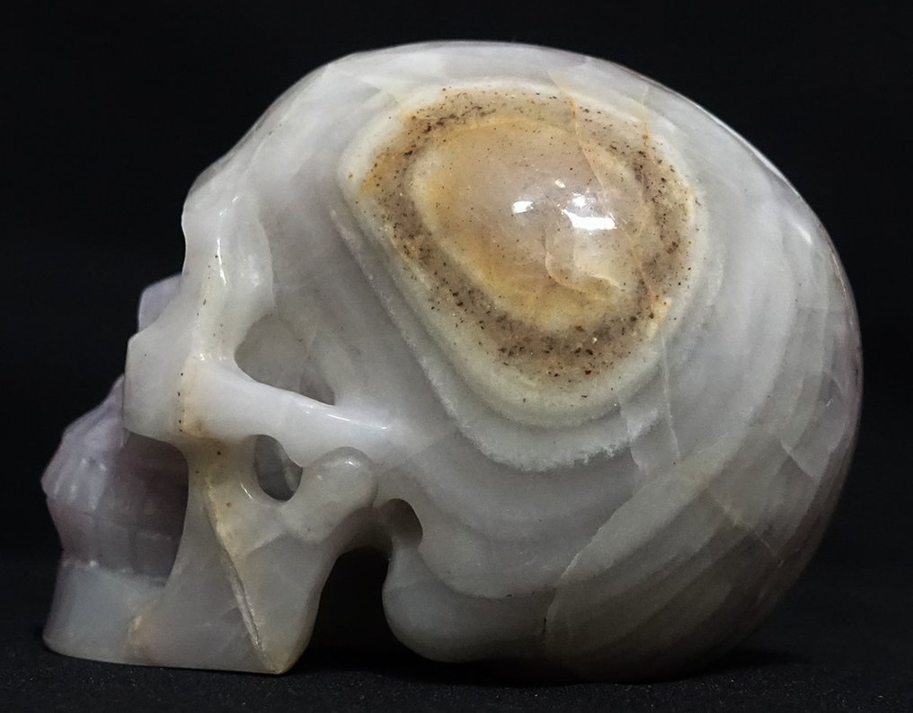 Handgesneden schedel in veelkleurig fluorietkristal - (Realistische serie) - Hoogte: 128 mm - Breedte: 97 mm- 1498 g #2.2