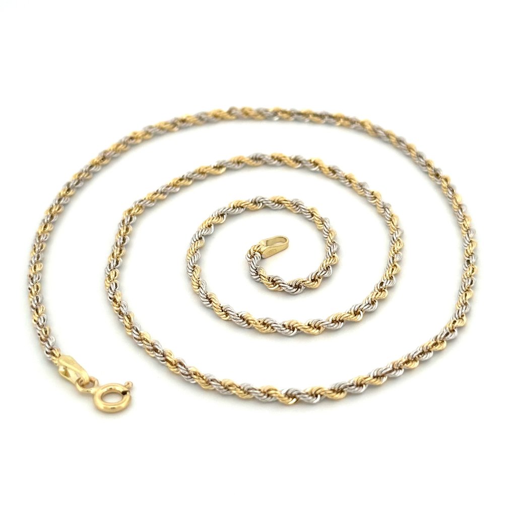 Collana Fune bicolore  - 3.1 gr - 45 cm - 18 Kt - Halskette - 18 kt Gelbgold, Weißgold #1.1