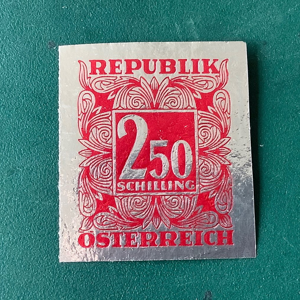 Österreich 1949 - 2,5 Schilling Porto – seltener Probeabzug auf Aluminiumfolie mit Kopie des Soecknick BPP-Zertifikats - Michel 255 PU #1.2