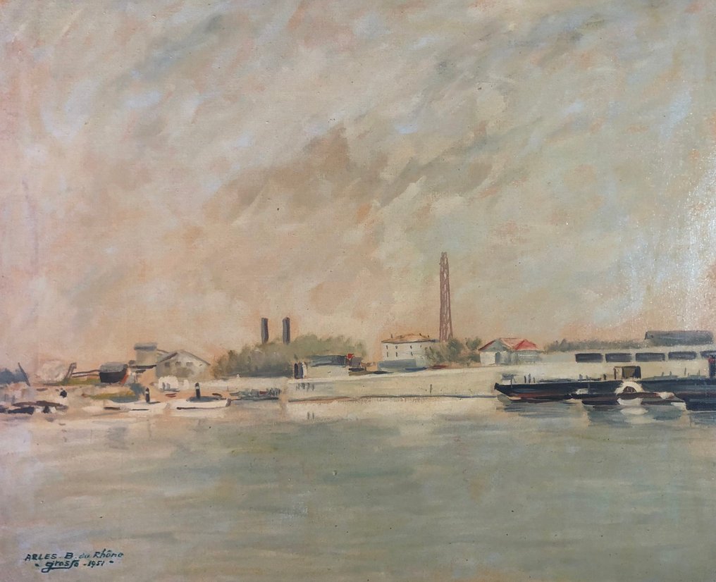 Candido Grosso (1904–1975) - Paesaggio di Arles - B. du Rhône #1.1