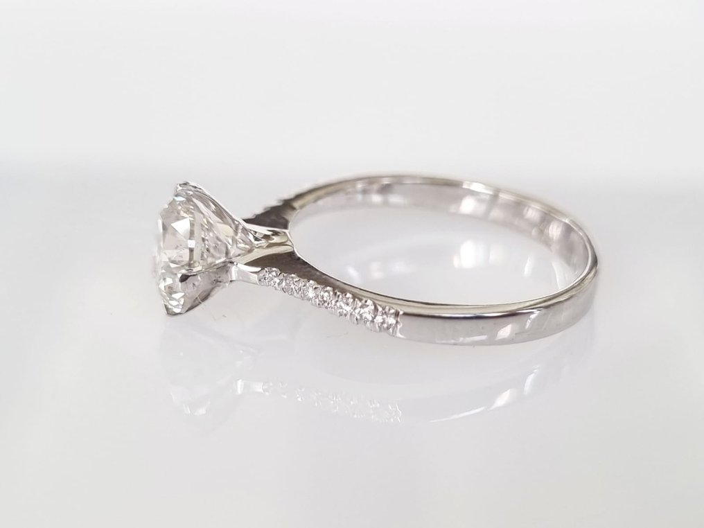 Engagement ring - 14 kt. White gold -  1.42 tw. Diamond  (Natural) #3.2