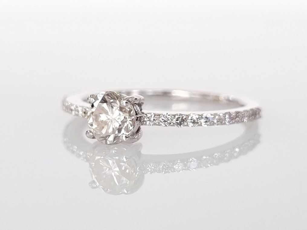 Forlovelsesring - 18 karat Hvitt gull -  0.88 tw. Diamant  (Naturlig) #3.1