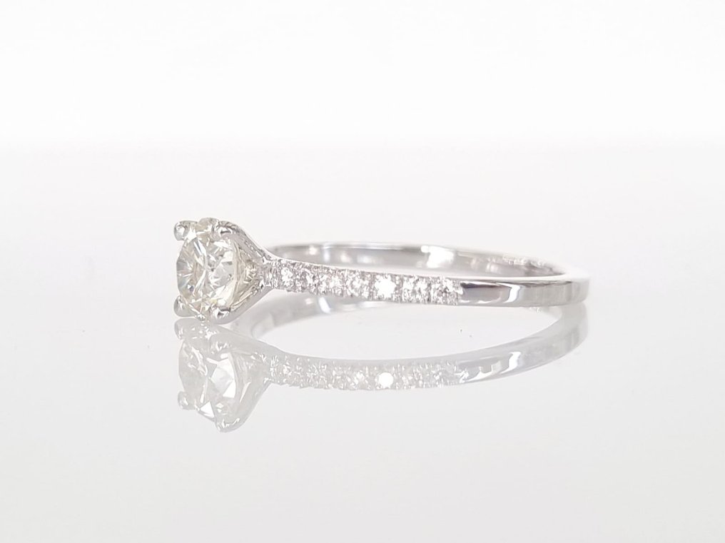 Pierścionek zaręczynowy - 14-karatowe Białe złoto Diament  (Naturalny) #2.2