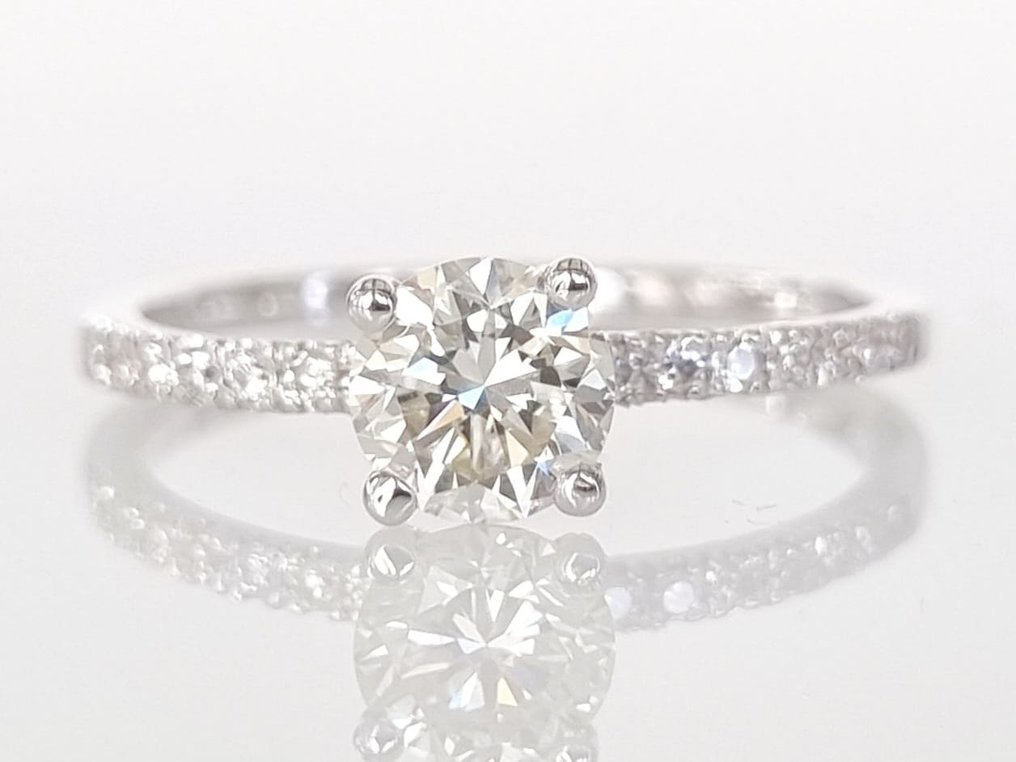Bague de fiançailles - 14 carats Or blanc Diamant  (Naturelle) #1.1