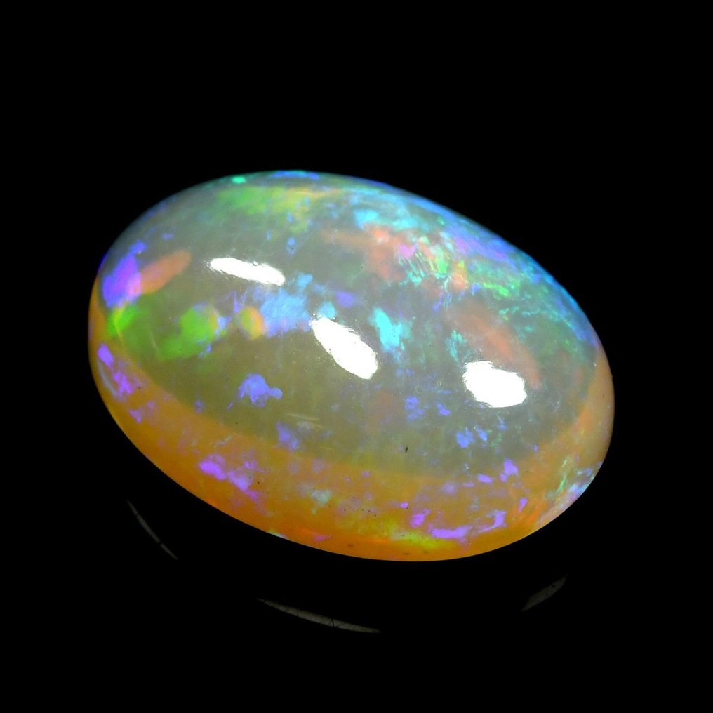 1 pcs Lichtoranje + kleurenspel (intens) Opaal - 6.75 ct #2.1